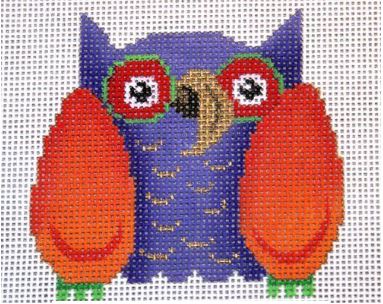 click here to view larger image of Purple Owl w/Orange Wings (hand painted canvases)