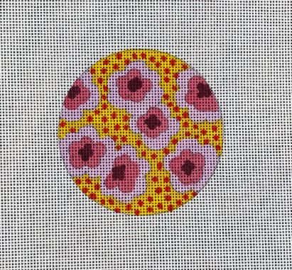 click here to view larger image of Pink Flowers/Orange Dots (hand painted canvases)