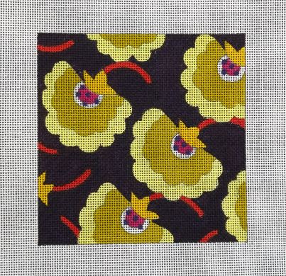 click here to view larger image of Yellow Fanned Florals (hand painted canvases)