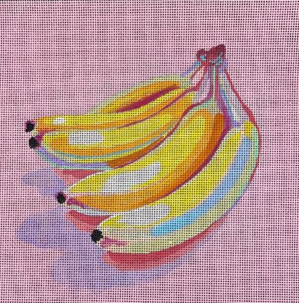 click here to view larger image of Bananas on Pink (hand painted canvases)