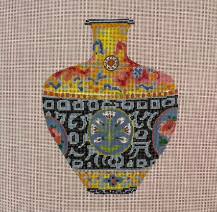 click here to view larger image of Vase on Pink (hand painted canvases)