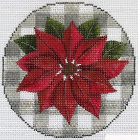 click here to view larger image of Gingham Ornament - Poinsettia (hand painted canvases)