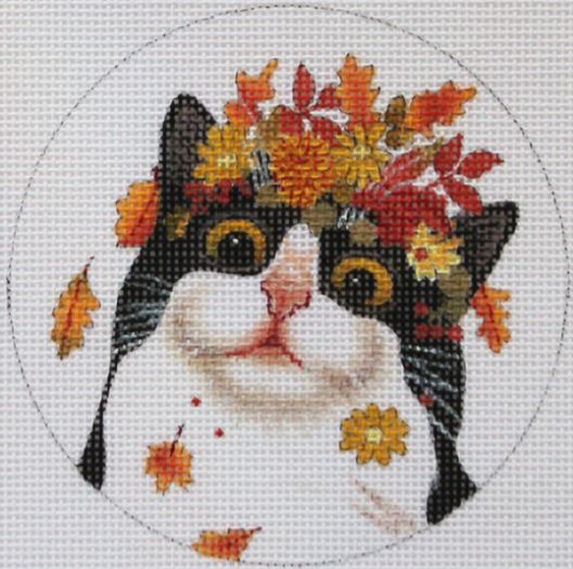 click here to view larger image of Autumn Cat Ornament (hand painted canvases)