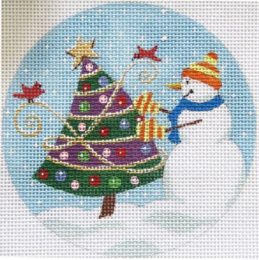 click here to view larger image of Snowman Decorating Tree Ornament (hand painted canvases)