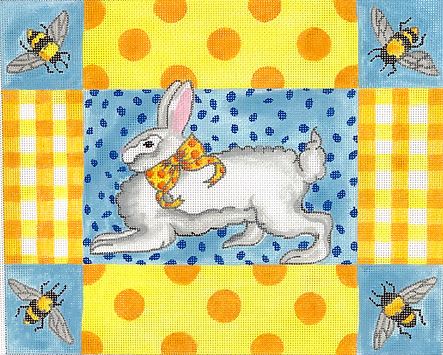click here to view larger image of Runny Bunny w/Bees/Dots/Gingham (hand painted canvases 2)