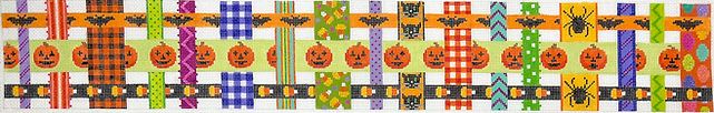 click here to view larger image of Halloween Basket - Woven Ribbons  (hand painted canvases 2)