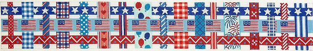 click here to view larger image of 4th of July Basket - Woven Ribbons  (hand painted canvases 2)