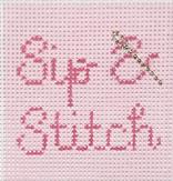 click here to view larger image of Sip & Stitch/Pink (hand painted canvases)