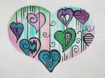 click here to view larger image of Pink and Green Watercolor Heart (hand painted canvases)