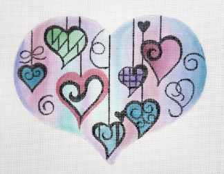 click here to view larger image of Blue and Pink Watercolor Heart (hand painted canvases)