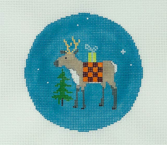 click here to view larger image of Reindeer w/Checkered Blanket (hand painted canvases)