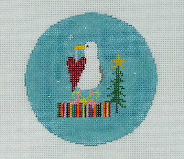 click here to view larger image of Seagull w/Checkered Heart (hand painted canvases)