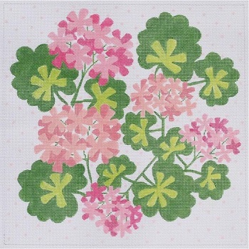 click here to view larger image of Geraniums Square w/Dots (hand painted canvases 2)