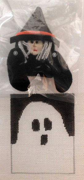 click here to view larger image of Ghostly Ghoul Treat Bag w/Witch (hand painted canvases)