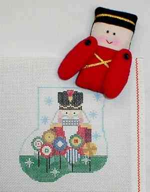 click here to view larger image of Nutcracker w/Soldier Mini Sock (hand painted canvases)