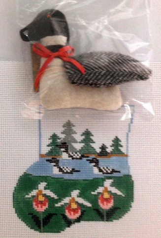 click here to view larger image of Loons and Ladyslippers w/Loon Mini Sock (hand painted canvases)