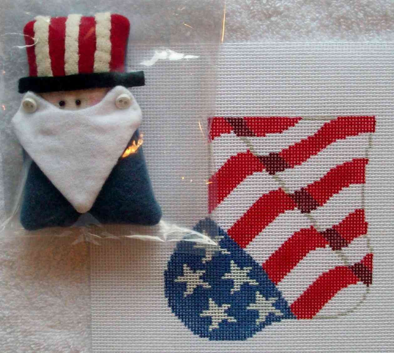 click here to view larger image of Patriotic w/Uncle Sam Mini Sock (hand painted canvases)