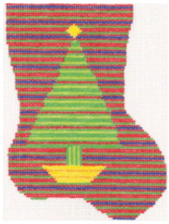 click here to view larger image of Stripe Tree Mini Sock (hand painted canvases)
