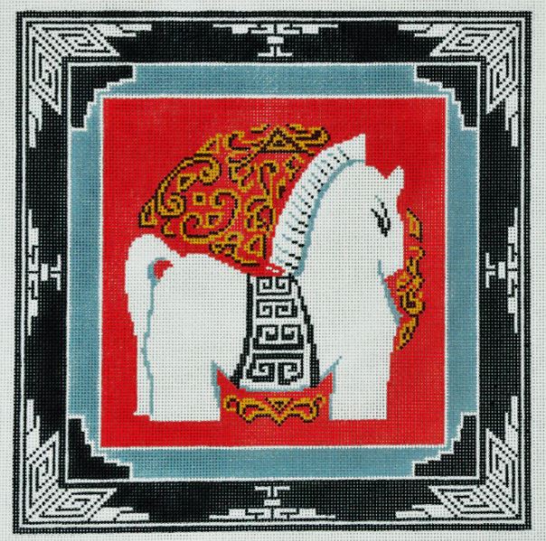 click here to view larger image of Horse w/Border (hand painted canvases)