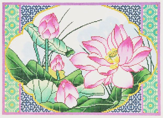 click here to view larger image of Framed Lotus (hand painted canvases)