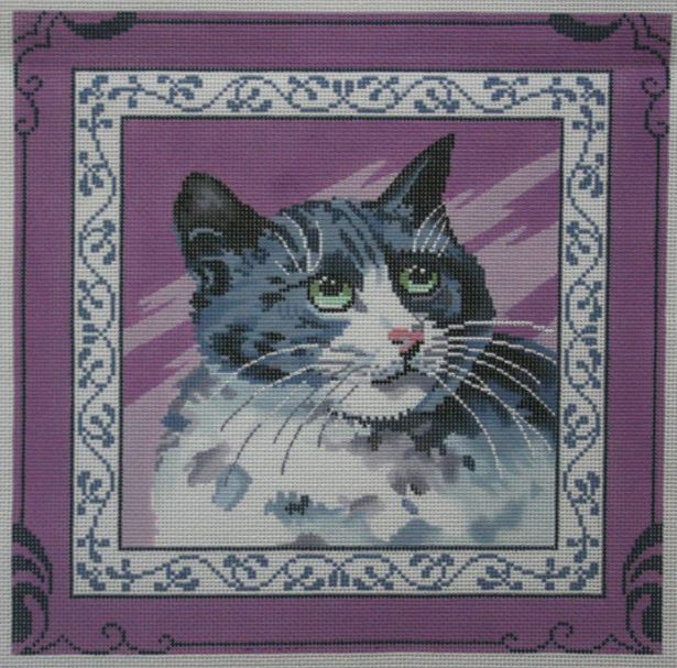 click here to view larger image of Cat on Purple (hand painted canvases)
