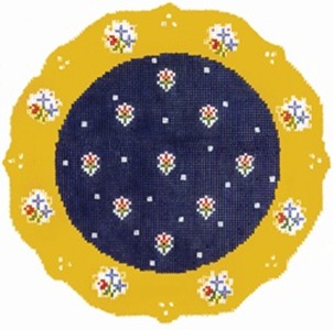 click here to view larger image of French Plate - Blue/Marigold (hand painted canvases)