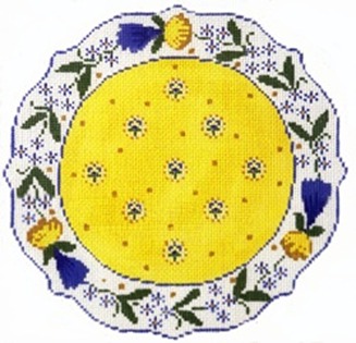 click here to view larger image of French Plate - Yellow/Blue/White (hand painted canvases)
