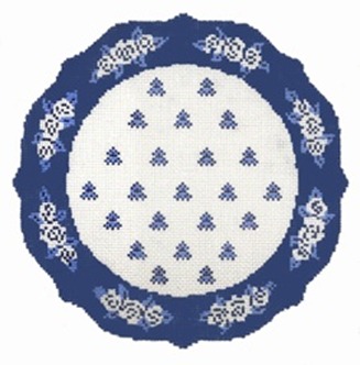 click here to view larger image of French Plate - Blue/White (hand painted canvases)