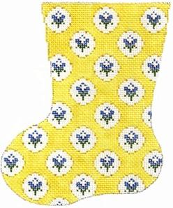 click here to view larger image of Small Flower Mini Sock - Yellow (hand painted canvases)