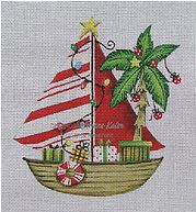 click here to view larger image of Candy Stripe Sailboat (hand painted canvases)