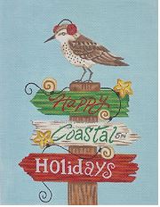 click here to view larger image of Coastal Holiday Signs w/Background (hand painted canvases)