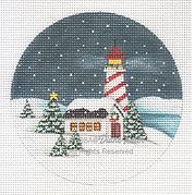 click here to view larger image of White Lighthouse Ornament (hand painted canvases)