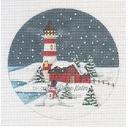 click here to view larger image of Red Lighthouse Ornament (hand painted canvases)