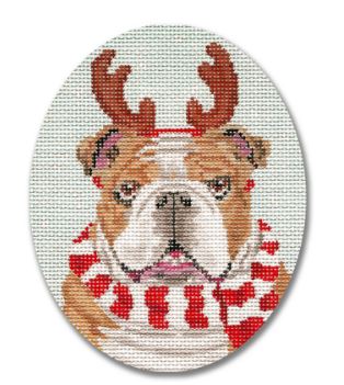 click here to view larger image of Bulldog w/Scarf (hand painted canvases)