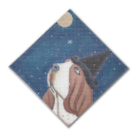 click here to view larger image of Bassett Hound w/Stars (hand painted canvases)