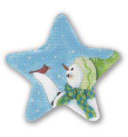 click here to view larger image of Star - Snowman w/Cardinal (hand painted canvases)