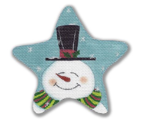 click here to view larger image of Star - Snowman w/Tophat (hand painted canvases)