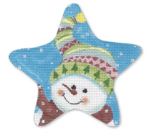 click here to view larger image of Star - Snowman w/Knitted Hat  (hand painted canvases)