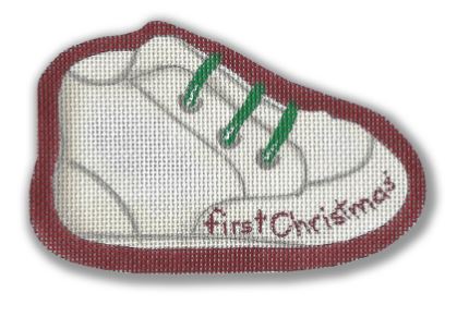 click here to view larger image of First Christmas Shoe (hand painted canvases)