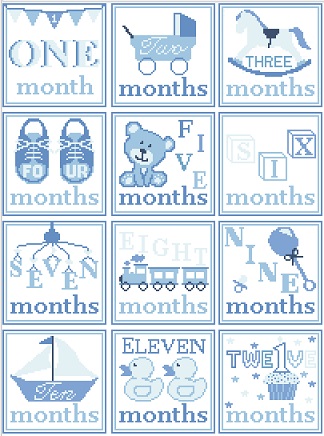 click here to view larger image of 12 Month Milestone Canvas Collection/Blue (hand painted canvases)