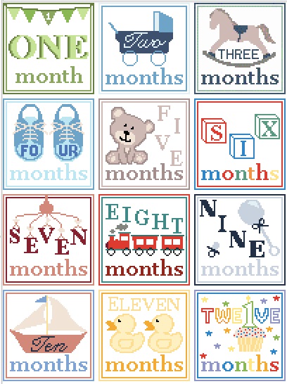 click here to view larger image of 12 Month Milestone Canvas Collection/Multi (hand painted canvases)