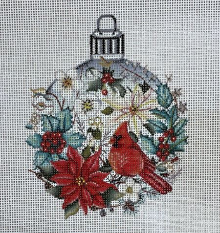 click here to view larger image of Cardinal Christmas Ornament  (hand painted canvases)