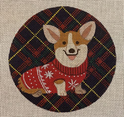 click here to view larger image of Corgi Christmas Ornament (hand painted canvases)
