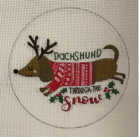 click here to view larger image of Dachshund Christmas Ornament (hand painted canvases)