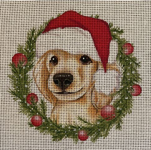 click here to view larger image of Golden Retriever Christmas Ornament (hand painted canvases)