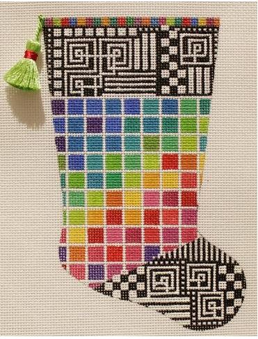 click here to view larger image of Mini Geometric Stocking - 2331-S (hand painted canvases)