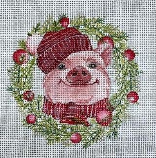click here to view larger image of Christmas Pig (hand painted canvases)