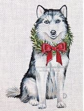 click here to view larger image of Husky Ornament (hand painted canvases)
