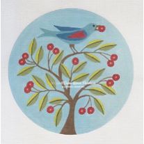 click here to view larger image of Blue Bird in a Berry Tree (hand painted canvases)
