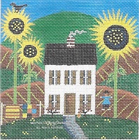 click here to view larger image of White House w/Sunflowers (hand painted canvases)